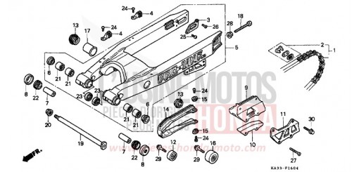 GABEL, HINTEN/ANTRIEBSKETTE (5) CR125RK de 1989
